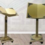 حامل مصحف خشبي مودرن انسيابي – خفيف الوزن قابل لتعديل الارتفاع | 4 عجلات لسهولة الحركة | تصميم عصري وسعر اقتصادي